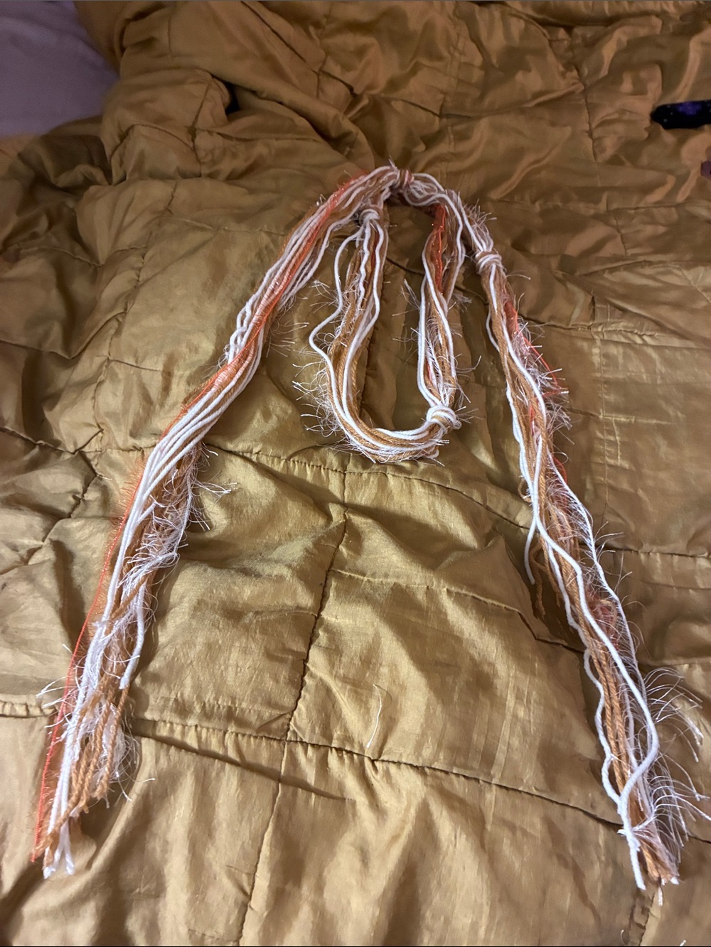Lightweight Orange & Cream Fringe Scarf Wrap